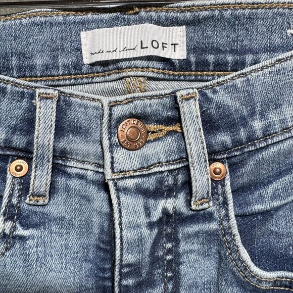 LOFT The Kick Crop Raw Hem High Rise Jeans Light Wash Women's Size 2/26 - Picture 3 of 10